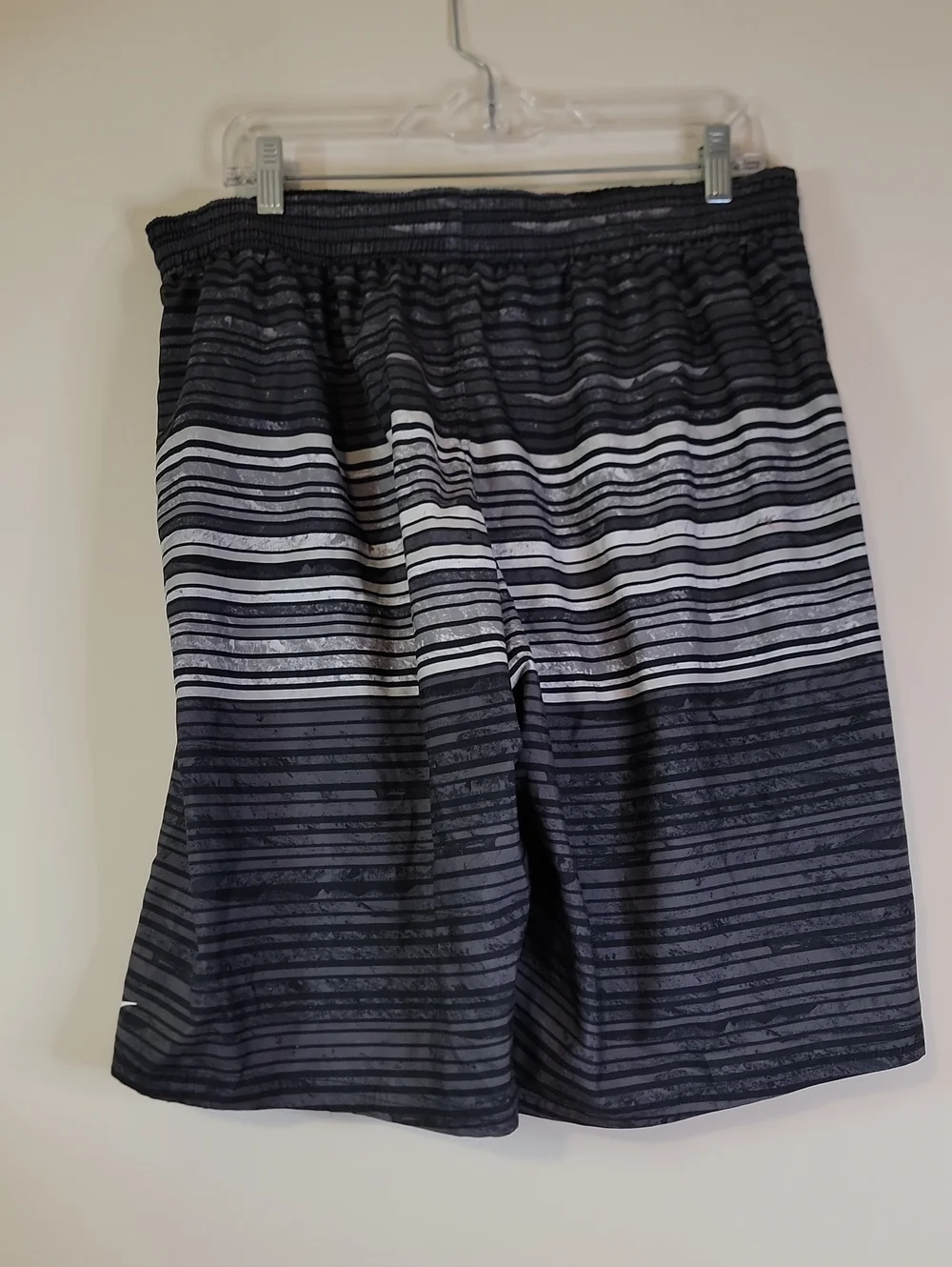 Nike Men's Black & Gray Striped Athletic Shorts